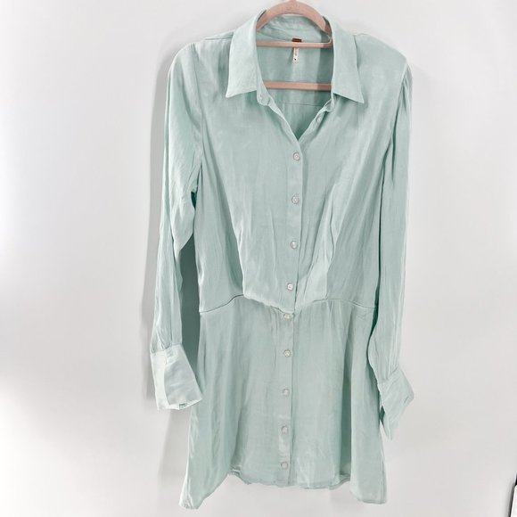 Free People Dresses & Skirts - Free people Long sleeve button down Mini dress Size M New
